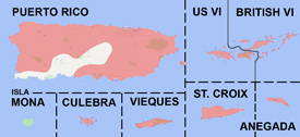 Range map of Sphaerodactylus macrolepis
